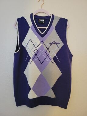 South Pole Purple Argyle V-Neck Sweater Vest